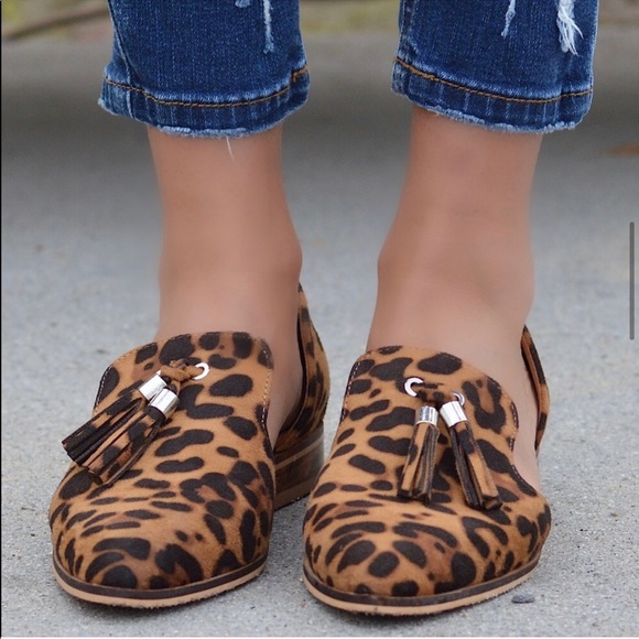 Vegan Suede Leopard Print Loafers - Picture 6 of 6